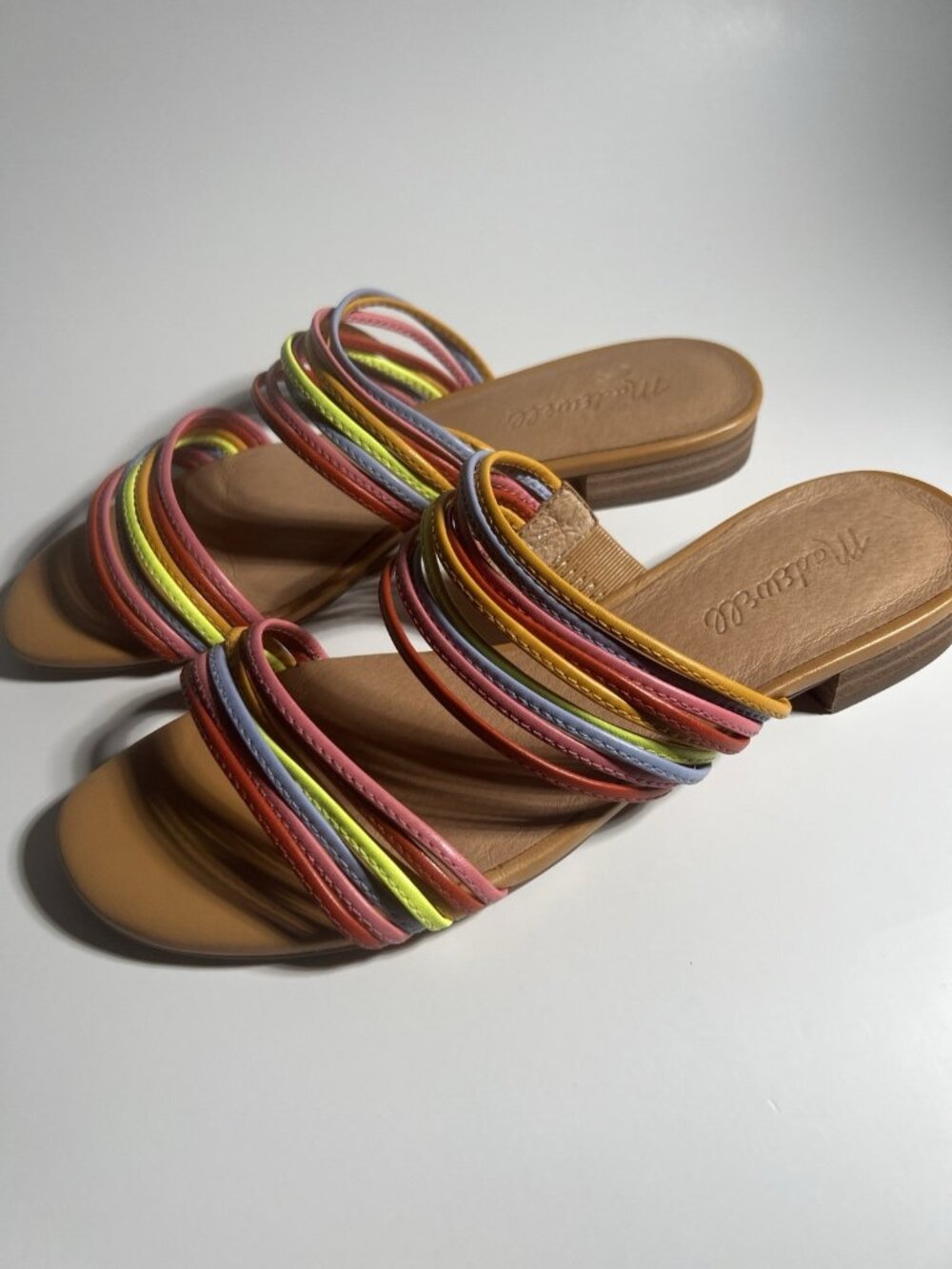 Madewell Meg Slide Micro Strap Leather Sandals Rainbow Women’s Size 6.5 - Picture 2 of 14